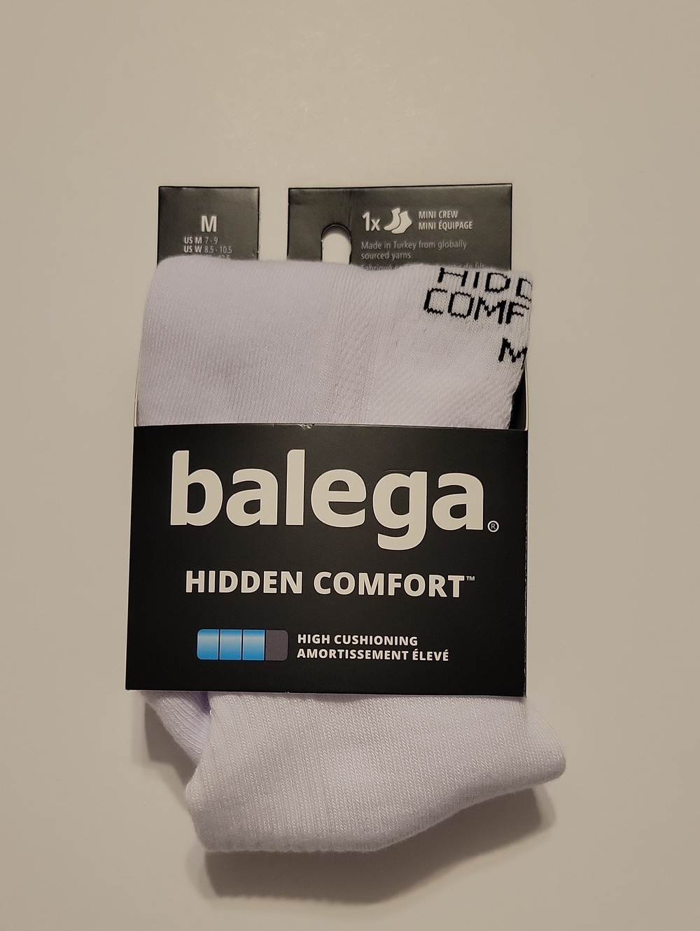 Balega Mini Crew, Men 7-9/Women 8.5-10.5, White, NWT